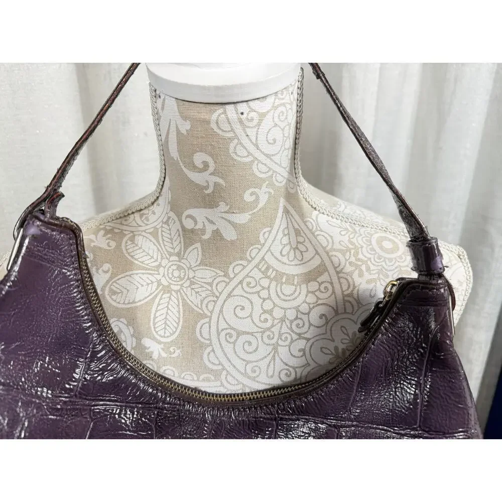 Kate Spade Purple Croc-Embossed Leather Shoulder Bag Hobo